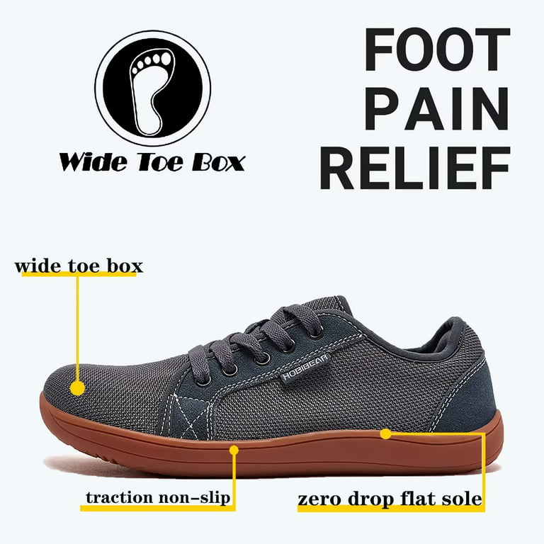 Men's Wide Toe Box Flat Comfort Shoes Nubuck Leather 