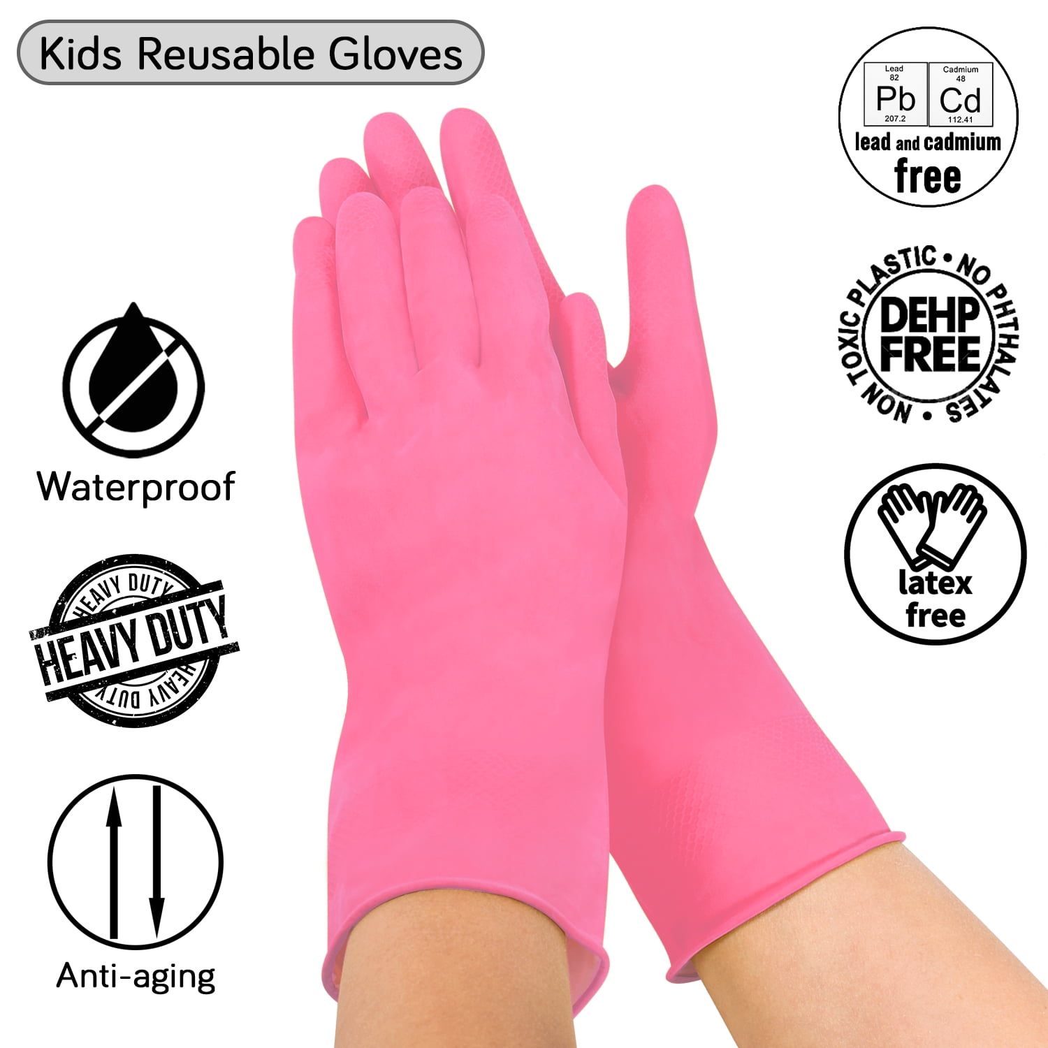 12 Pairs] Dishwashing Gloves - 11.6 Inches Kids Rubber Gloves, Pink Flock  Lined Heavy Duty Kitchen Gloves, Teen Long Dish Glove for Cleaning the  Home, Pet Care Household, Painting, Medical, Gardening 