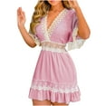 thumbnail image 1 of Birdeem Robe à Imprimé Floral pour Femmes, Mode, Volants, Crochet, Dentelle, Empiècement, Fronces, 1 of 9