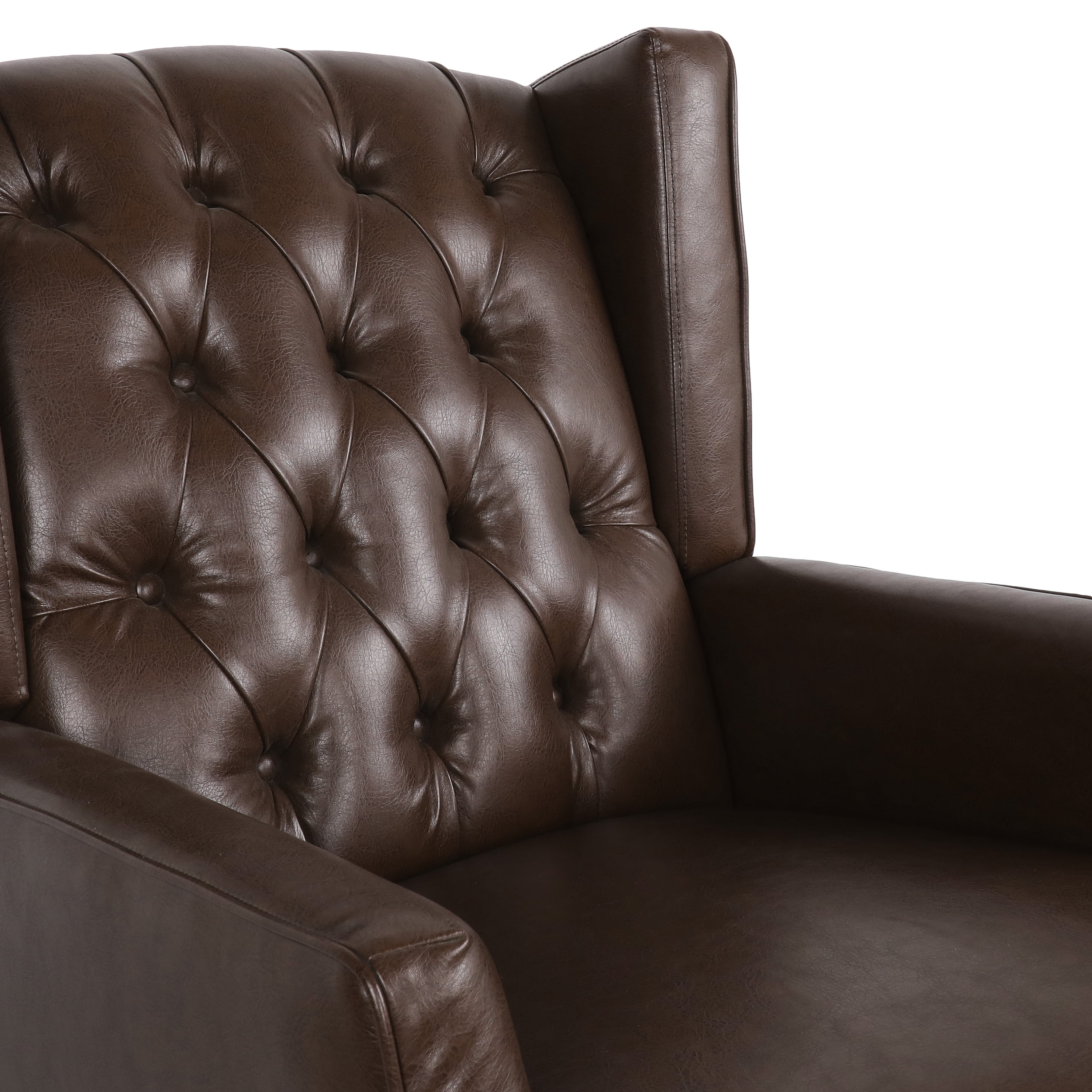 GDF Studio Amedou Contemporary Faux Leather Tufted Wingback Rocking Chair, Dark Brown