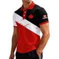 thumbnail image 4 of Telankuip Mens Canadian Flag Polo Shirts Short Sleeve Quarter Button up Red Maple Leaf Graphic Tees Casual Style Thin Soft Breathable Sports and Leisure Patriotic Pullover Top 10-Red XXXL, 4 of 5