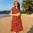 thumbnail image 4 of Vsdgher Tomates pour Femmes Été 2025 Robes Midi Maxi Décontractées Légères Manches Courtes Col Rond Robe de Plage, 4 of 6