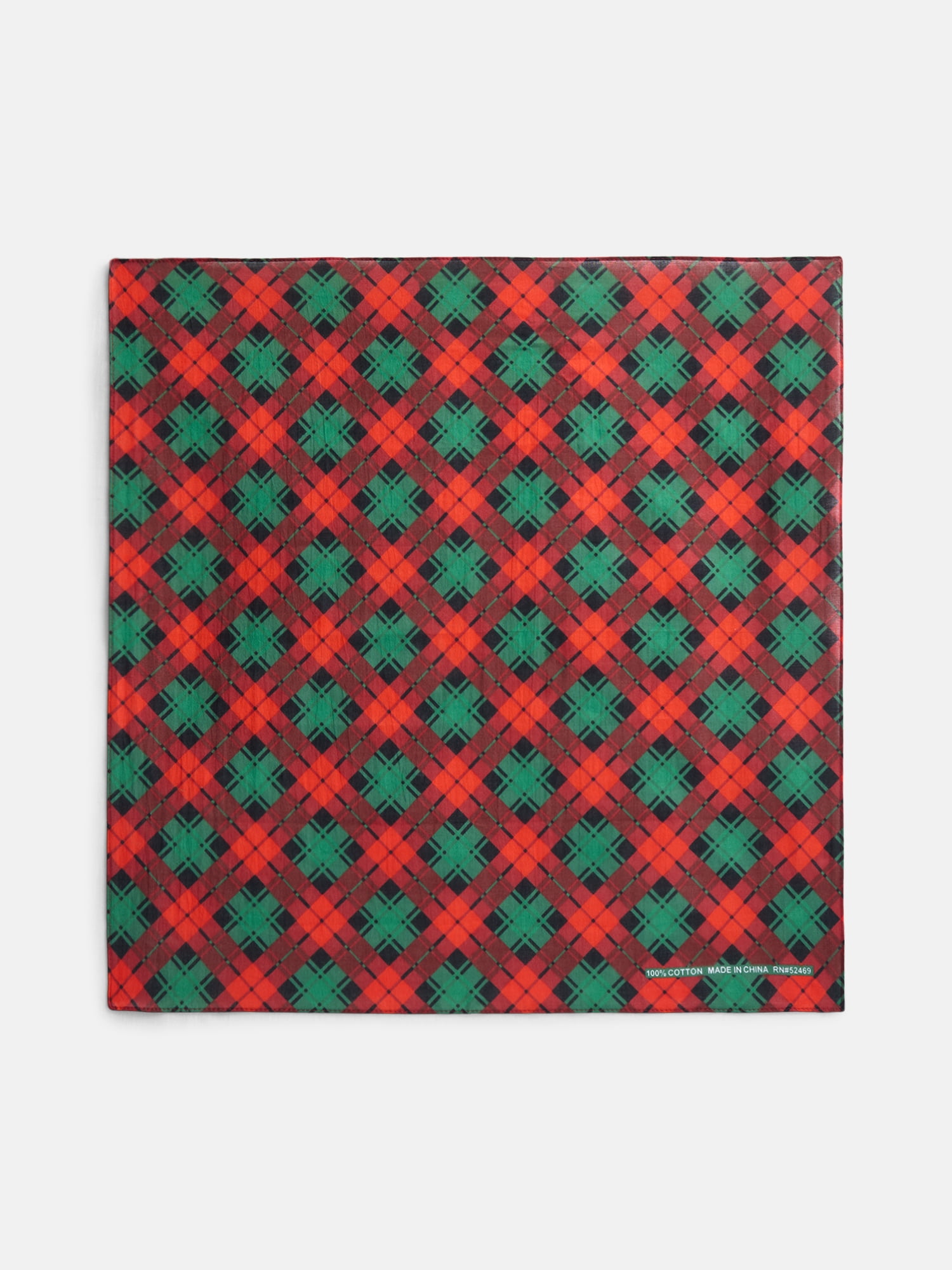 Holiday Time Woven Red Green Plaid Bandana, One Size, Red/Multi, Cotton