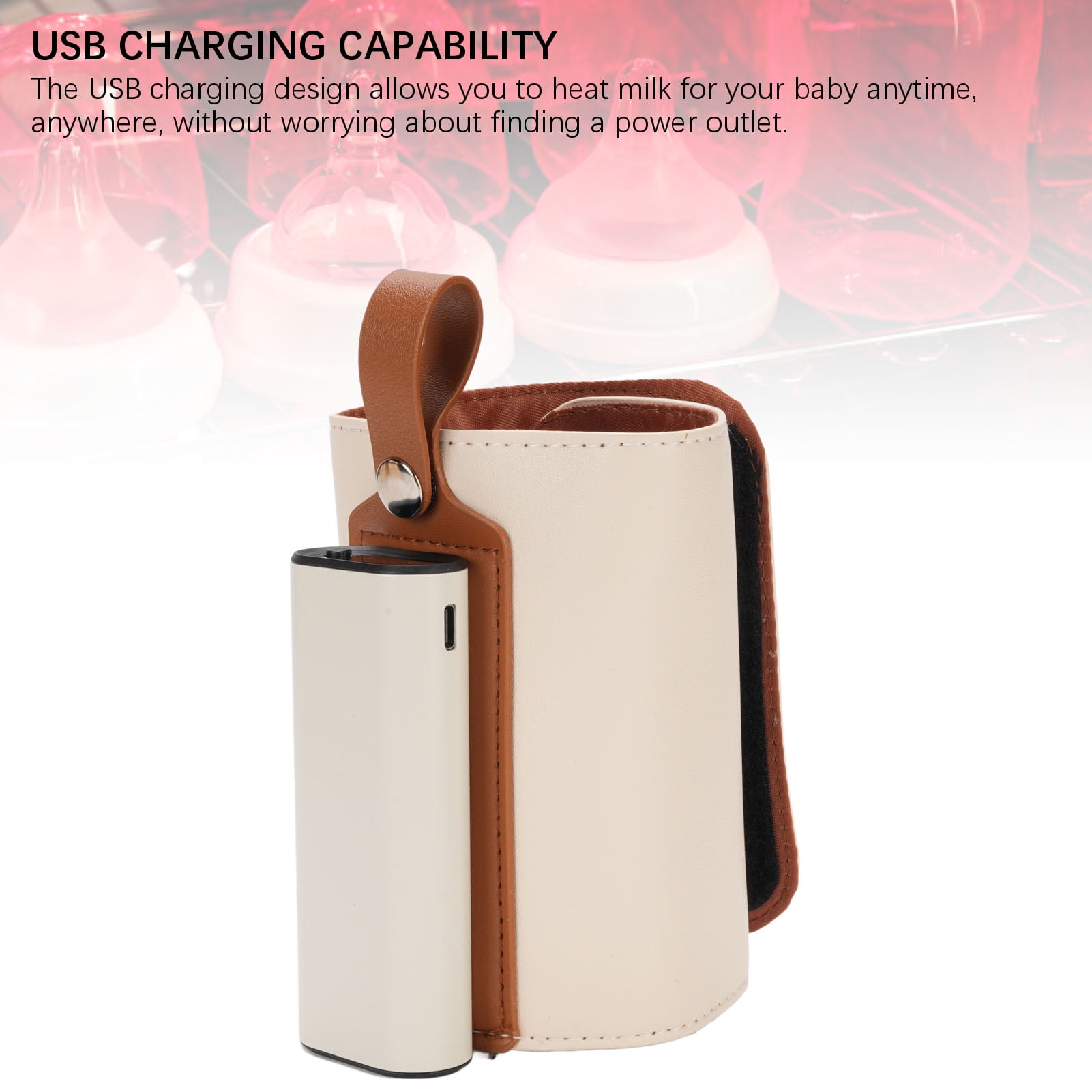 Nieyigj Portable Baby Bottle Warmer with 21 Temperature Settings 5800mAh Battery USB Charging Insulated Cover Fast Milk Warmer for Travel and Outdoors White