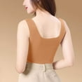 thumbnail image 4 of Women's Square Neck Wide Strap Tank Top Built in Bra Solid Color Basic Tops Going Out Shirt Slim Fit Summer Outdoor Wearing Coffee,Size M, 4 of 7