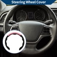 thumbnail image 2 of Funda para volante de cuero artificial PU ABS Protector de volante de automóvil 14.96" Negro Rosa 1 Pc, 2 of 6