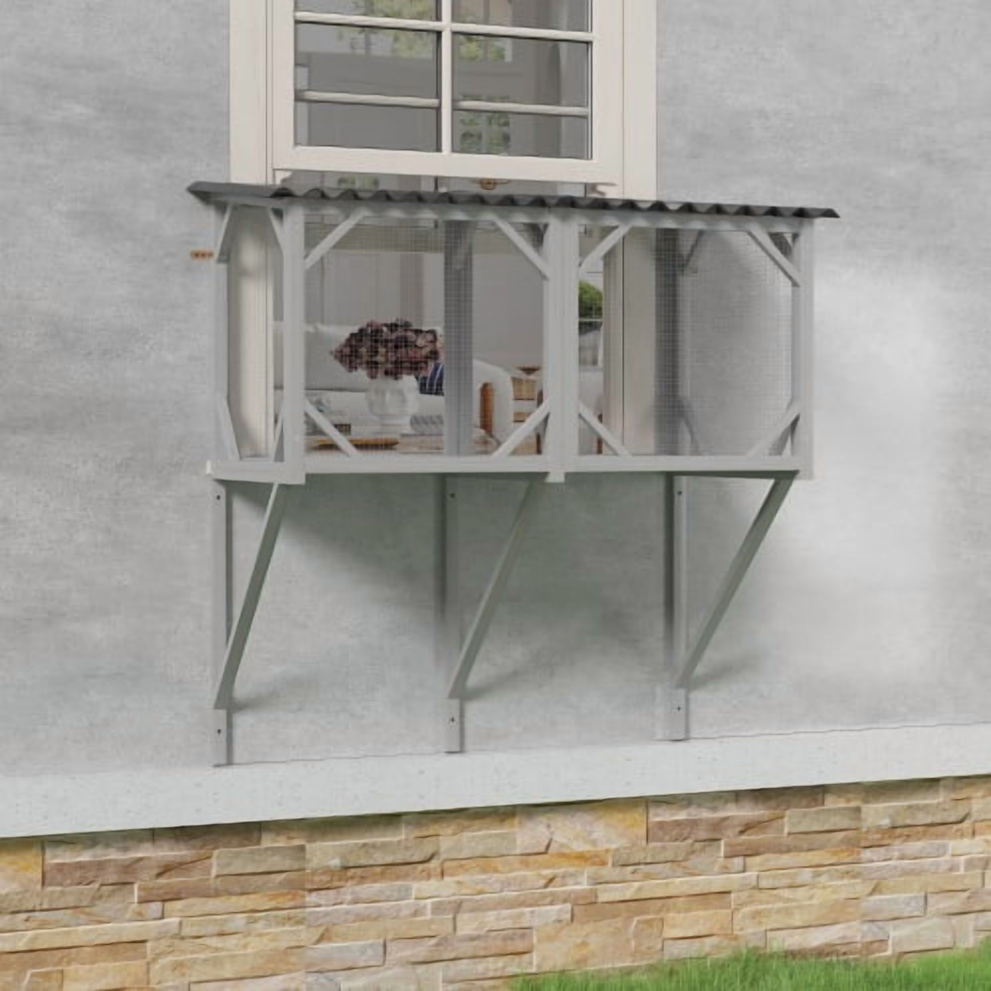 43.3" Cat Window Perch for Large Indoor Cats Wooden Cat Window Hammock for Safely Enjoying The Outdoor Sights Scents and Sounds
