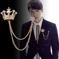 thumbnail image 4 of Broches para hombre 2 piezas TANGJMXG Broche de cadena colgante con forma de corona dorado y plateado, 4 of 5