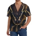 thumbnail image 7 of Lsque Ball Phyton Snake print Men's Cuban Collar Short Sleeve Shirt Summer Beachwear Casual Button Down Fashionable Vacation Leisure Shirt-Small, 7 of 7