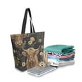 thumbnail image 2 of FORMRS Womens Canvas Tote Bag with Zipper Inner Pocket Shoulder Handbag, Cows and Flowers, 2 of 7