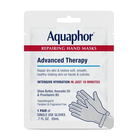 Aquaphor Repairing Hand Masks for Dry Hands, Moisturizing Gloves with Shea Butter & Avocado Oil, 1 Pair