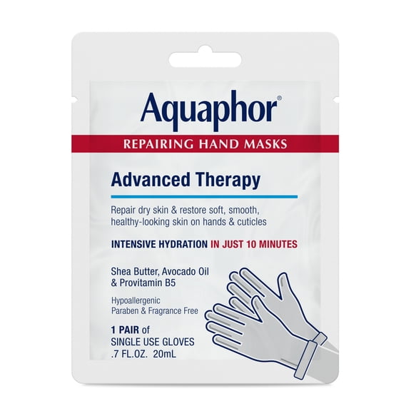 Aquaphor Repairing Hand Masks for Dry Hands, Moisturizing Gloves with Shea Butter & Avocado Oil, 1 Pair