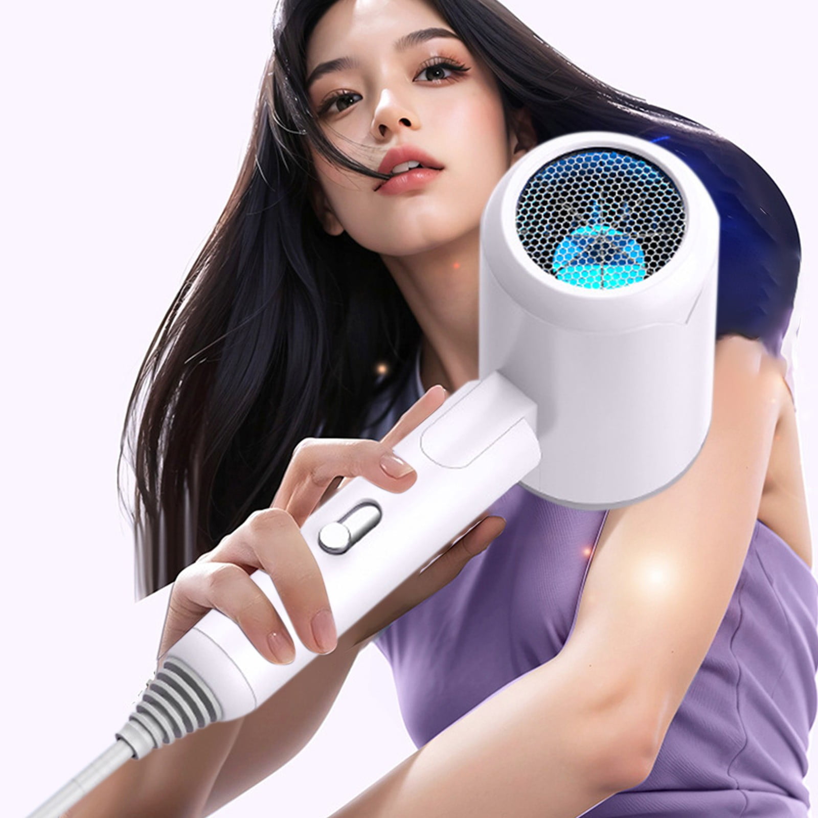 Foldable Travel Hair Dryer - Dual Voltage Ionic Blow Dryer w/ 2