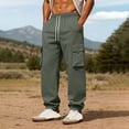 thumbnail image 2 of Men's Joggers Cargo Work Pants, Elastic Waist Drawstring Straight Leg, Quick Dry Lightweight Stretchy Multi-Pocket, Casual Hiking Running Athletic Daily | AKLJWH,Army Green L, 2 of 9