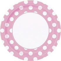 Unique Industries Polka Dot Disposable Paper Plates, 9" Light Pink, 8 Count