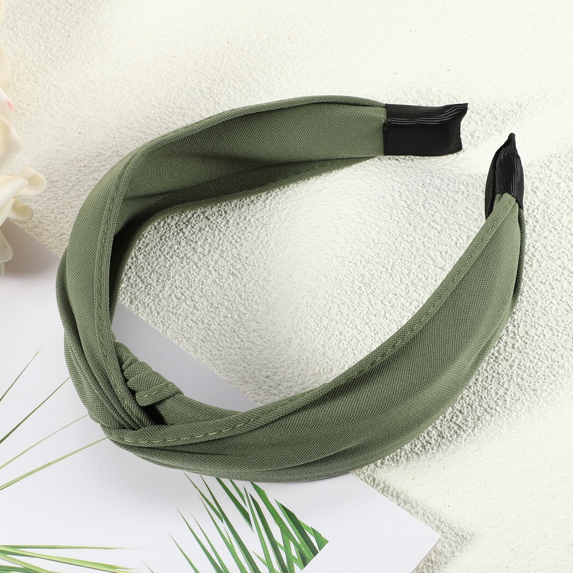 Unique Bargains Satin Knotted Headband Hairband for Women 1.2 Inch Wide Green