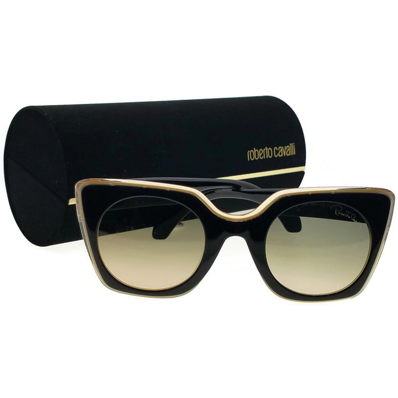 Roberto Cavalli RC1068-05B-45 Womens Cat Eye Black Frame Grey Lens Sunglasses