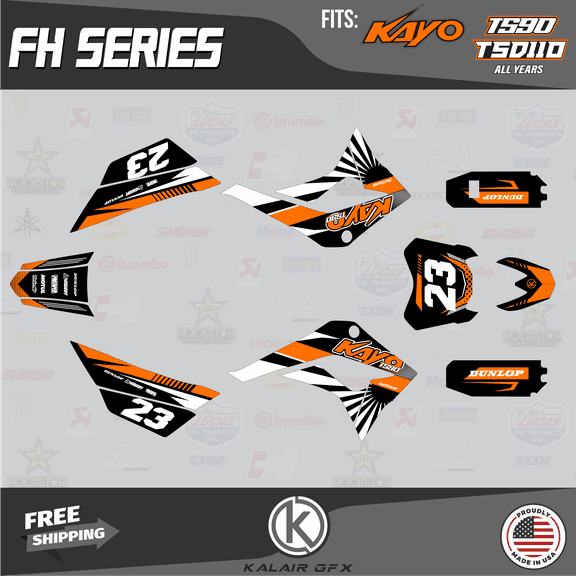 Kalair GFX Graphics Kit for Kayo Pit Bike TS90 and TSD110 (All Years) Fh Series