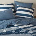 thumbnail image 7 of Regency Heights Full/Queen Size Comforter Sets, 3-Piece Bedding Set Full/Queen, Reversible Striped Comforter Bed Set, Navy, 7 of 7