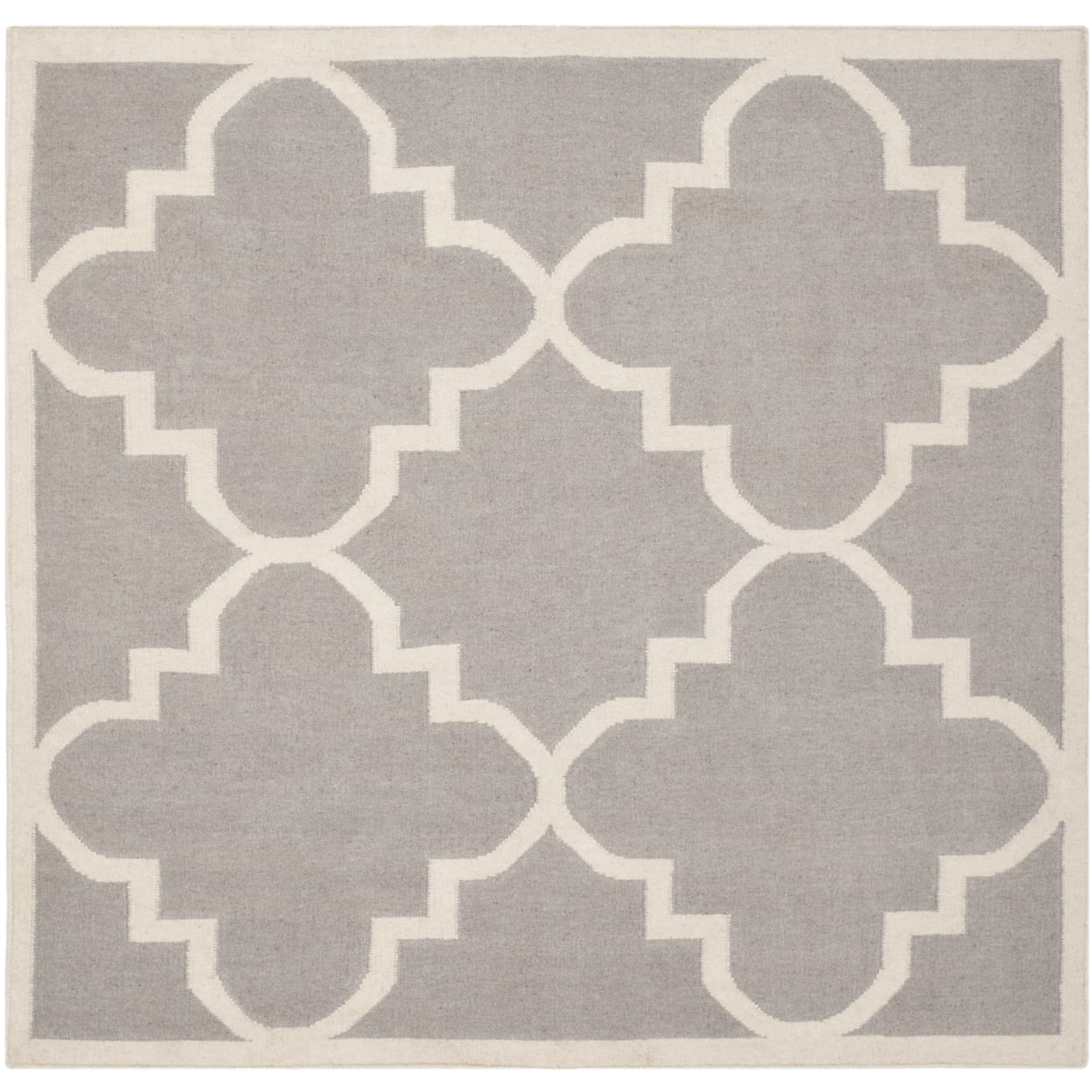 SAFAVIEH Dhurries Tobias Geometric Runner Rug, Dark Grey/Ivory, 2'6" x 8'