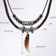 thumbnail image 5 of Boho Wolf Tooth Pendant Necklace Vintage Tribal Double Layered Black Braided Beaded Choker Unisex Jewelry Accessories, 5 of 5