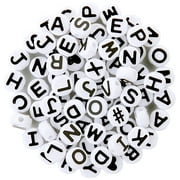 The Beadery Alphabet Beads Super Value Pack, Plastic Beads, White with Black Lettering, 1 package