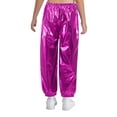 thumbnail image 2 of Xnihocha Kids Girls Boys Trousers Metallic Sparkle Hip Hop Jazz Modern Dance Pants Loose Fit Streetwear Hot Pink 130, 2 of 7