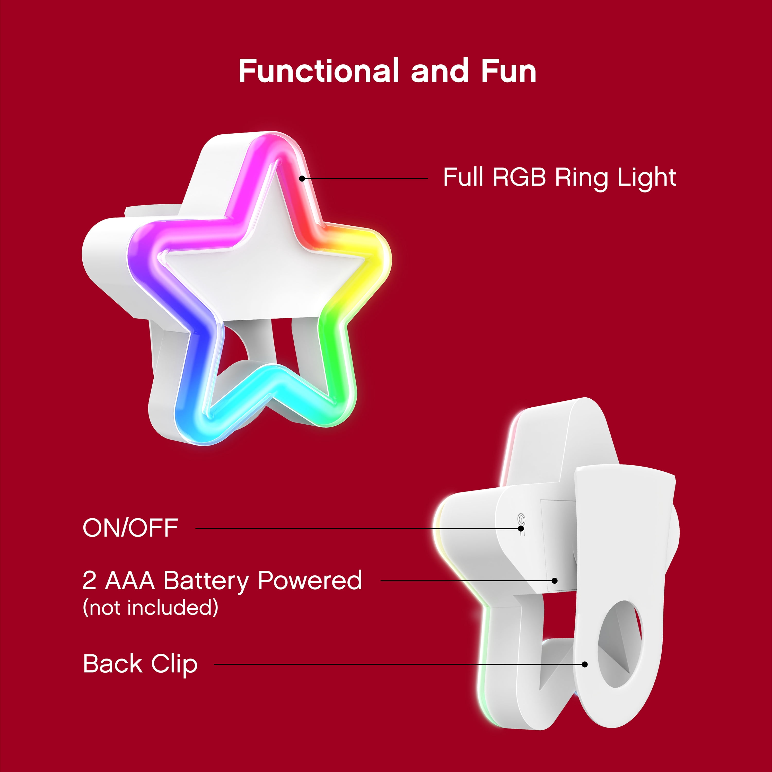 On Air Mini Mobile Star Light, Compact Ring Light with Full RGB LED Lights