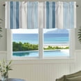 thumbnail image 3 of Blue Striped Farmhouse Short Window Curtain Valances, Modern Farmhouse Stripes Grey Rod Pocket Kitchen Valances for Living Room Bedroom Bathroom Cafe 54" x 18", 3 of 8