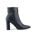 thumbnail image 3 of BLISSFUL STEP Women's Ankle Boots Pointed Toe Buckle Decor Zipper Block Heel Navy Blue 6, 3 of 8