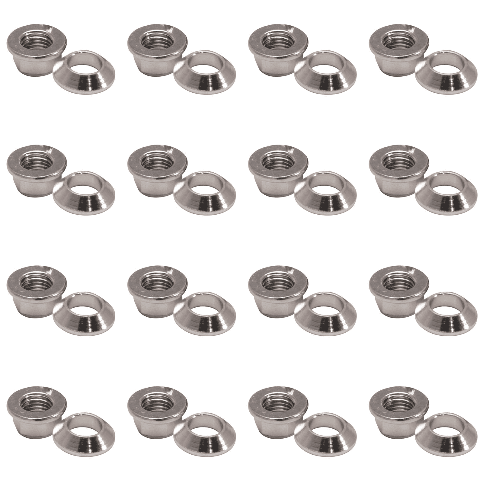 (16 Pack) Tusk Universal Chrome Flange/Tapered Locking Lug Nut 10mm x 1