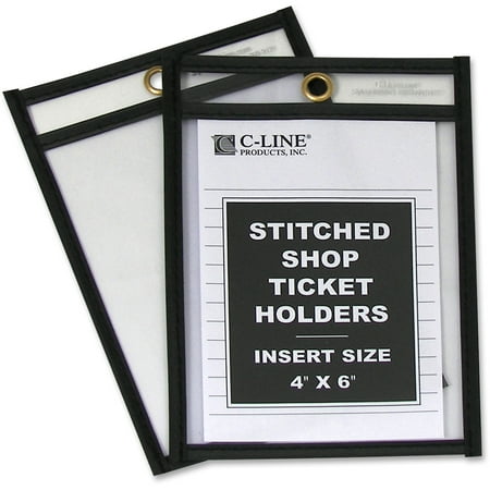 C-Line Shop Ticket Holders Stitched - Both Sides Clear 4 x 6 25/BX 46046 | Bundle of 5