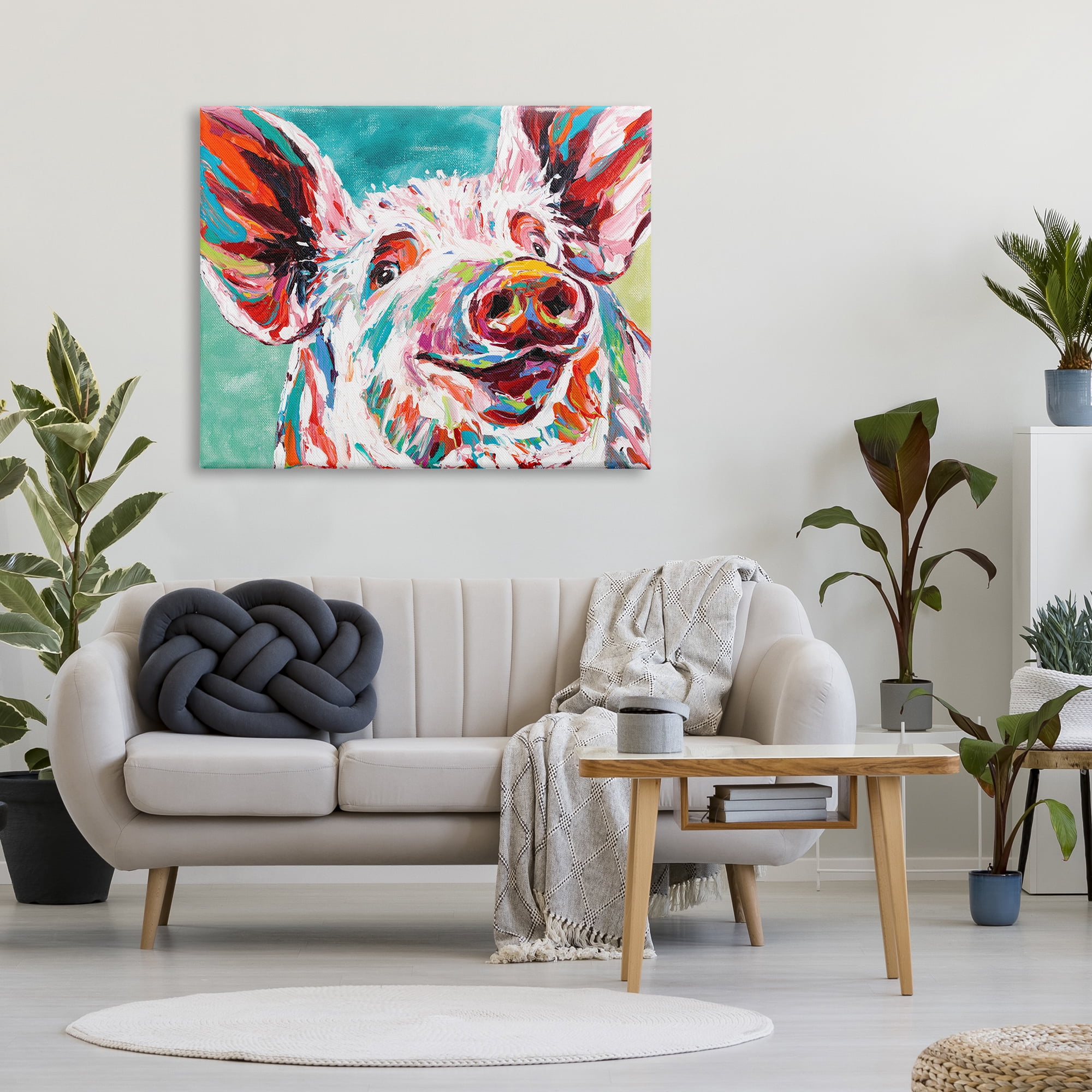 Stupell Industries Brightly Painted Pig Canvas Wall Art by Carolee Vitaletti