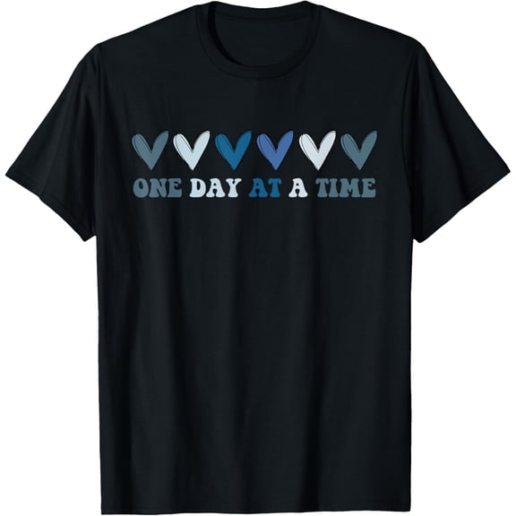 t-shirt One Day At A Time mens,black,women,funny,journey,Crew Neck, Short Sleeve,printing