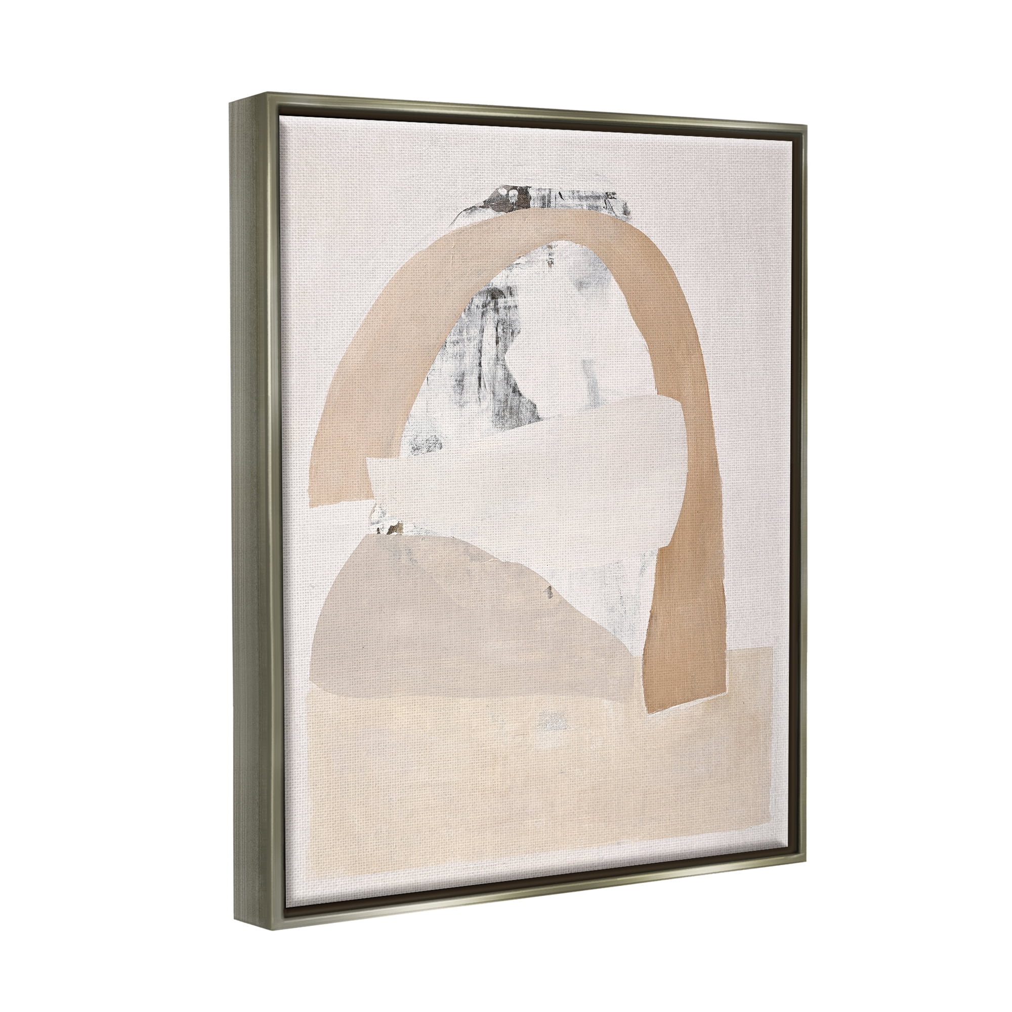 Stupell Industries Simple Beige Abstract Abstract Painting Gray Floater Framed Canvas Art Print Wall Art, 25 x 31