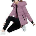 thumbnail image 2 of Pounoo Winter Puffer Jackets for Women Zip Up Quilted Puffer Jacket Casual Warm Padded Outerwear with Hood Trendy Fashion Clothing, 2 of 7
