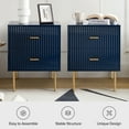 thumbnail image 4 of Wooden 2 Drawer Storage End Table Chest Cabinet Table Metal Legs for Home Navy, 4 of 6