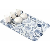 Blue Floral Flower Dish Drying Mat for Kitchen Counter, Super Absorbent Quick Dry Coffee Bar Mat Pad Thin Diatomaceous Sink Mat Dish Drainer Mat 16x18 Watercolor Eucalyptus Floral Spring Botanical