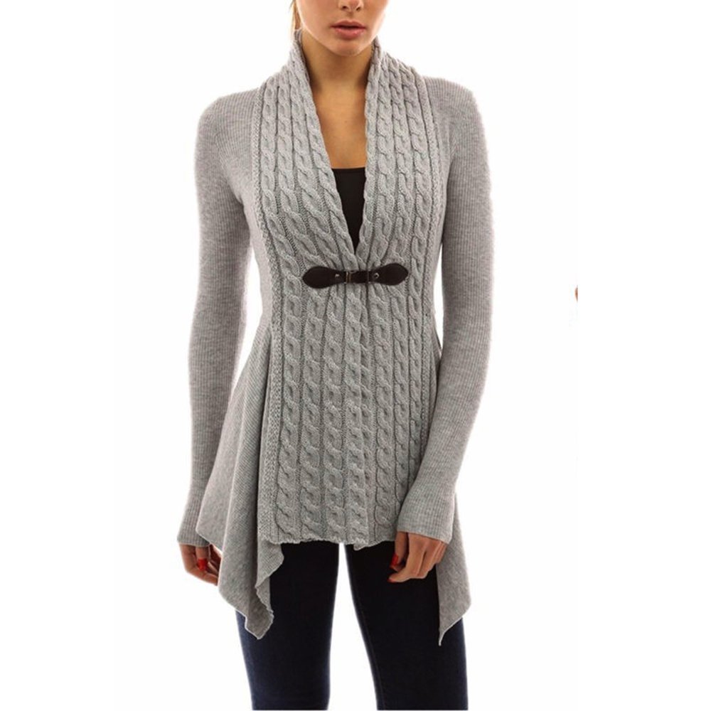 cable knit irregular hem cardigan