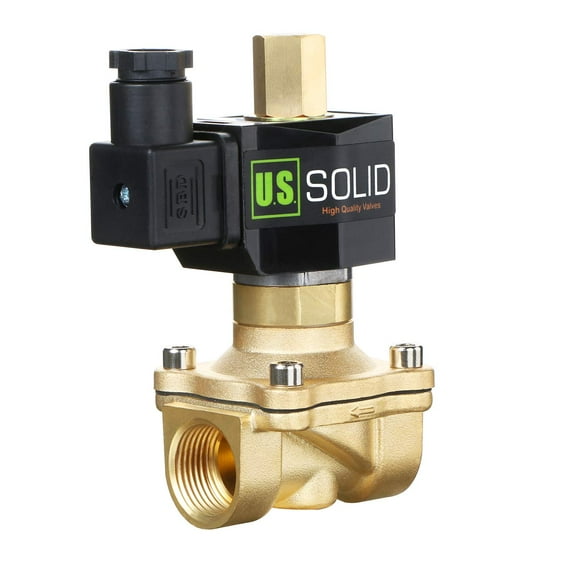 U.S. Solid Electric Solenoid Valve Semi-direct Lift VITON Seal Normally Open AC 110V Brass 3/4 inch