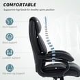 thumbnail image 3 of Black PU Leather Office Chair with Spring Cushion | Adjustable Height Computer Desk Chair for Home & Office - 48.4" High Back, 3 of 7