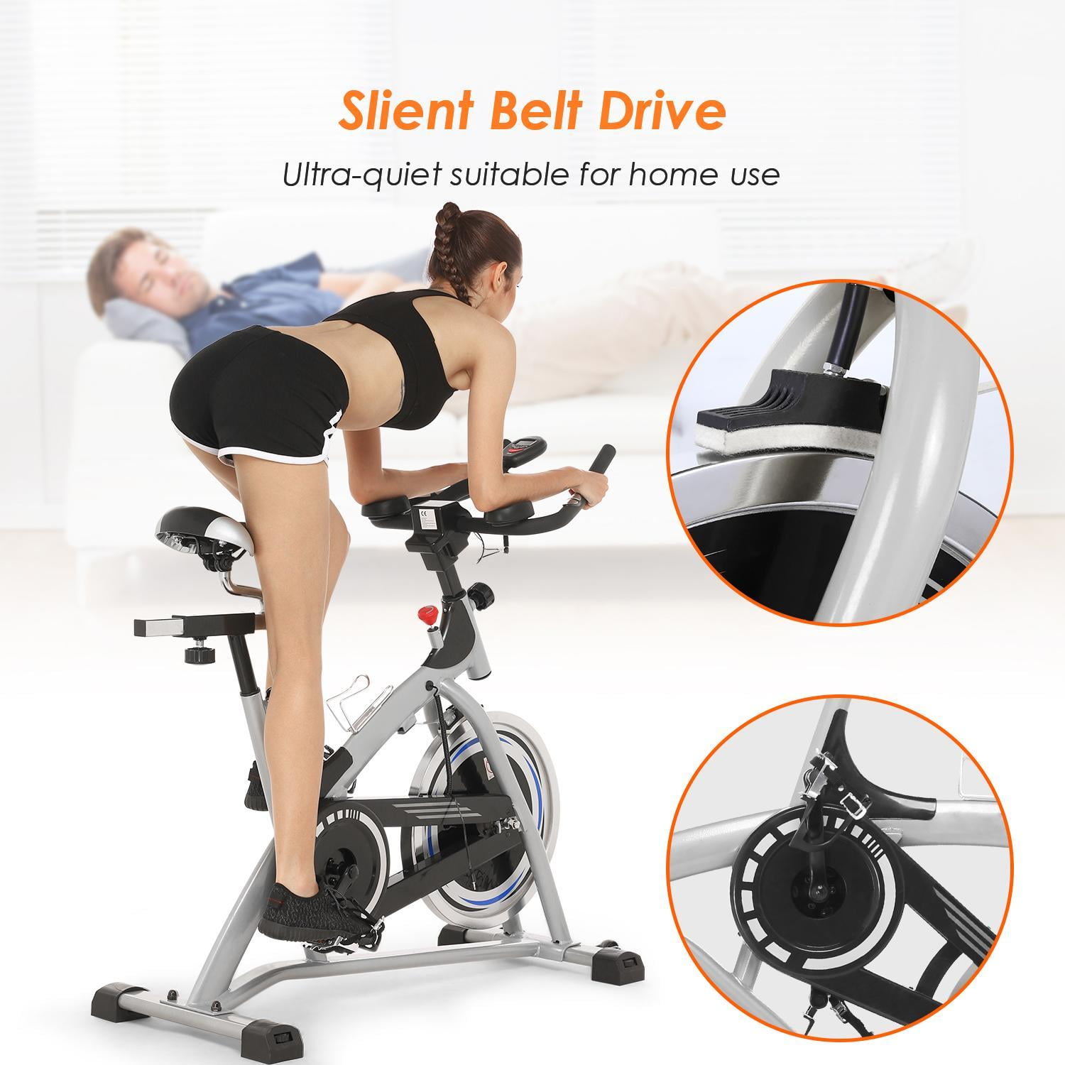 Quiet Smooth Belt Drive System ANCHEER Stationary Bike Adjustable Seat & Handlebars & Base 40 lbs Flywheel Indoor Cycling Exercise Bike with Heart Rate 