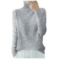 thumbnail image 1 of Chandail Tricoté à Col Montant pour Femmes, Manches Longues, Hiver Automne, Col Roulé, 1 of 1