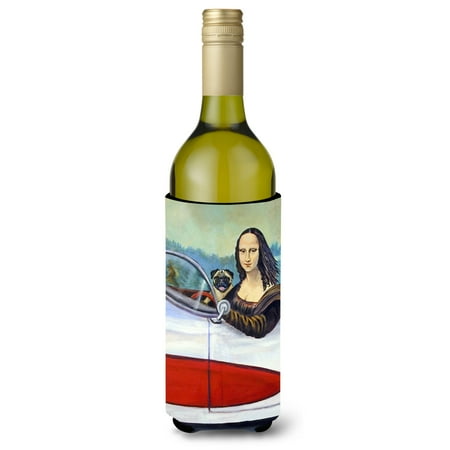 

Caroline s Treasures 7043LITERK Fawn Pug and Mona Lisa Wine Bottle Hugger Wine Bottle multicolor