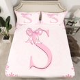 thumbnail image 2 of Castle Fairy Alphabet Bow 4-Piece Full Size Sheets,Dreamy Princess Bed Sheets,Monogrammed Letter Lightweight Sheet Sets,Lightweight Flower Room Decor, 2 of 7