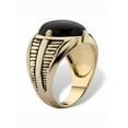 thumbnail image 2 of PalmBeach Jewelry Men's Oval-Shaped Natural Black Onyx, Genuine Blue Lapis or Genuine Jasper Cabochon Yellow Gold-Plated or Platinum-Plated Classic Ring, 2 of 5