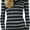 Black, variant on Women's Striped Classic Long Sleeve V-Neck Pullover Sweater - Soft Teal - Small