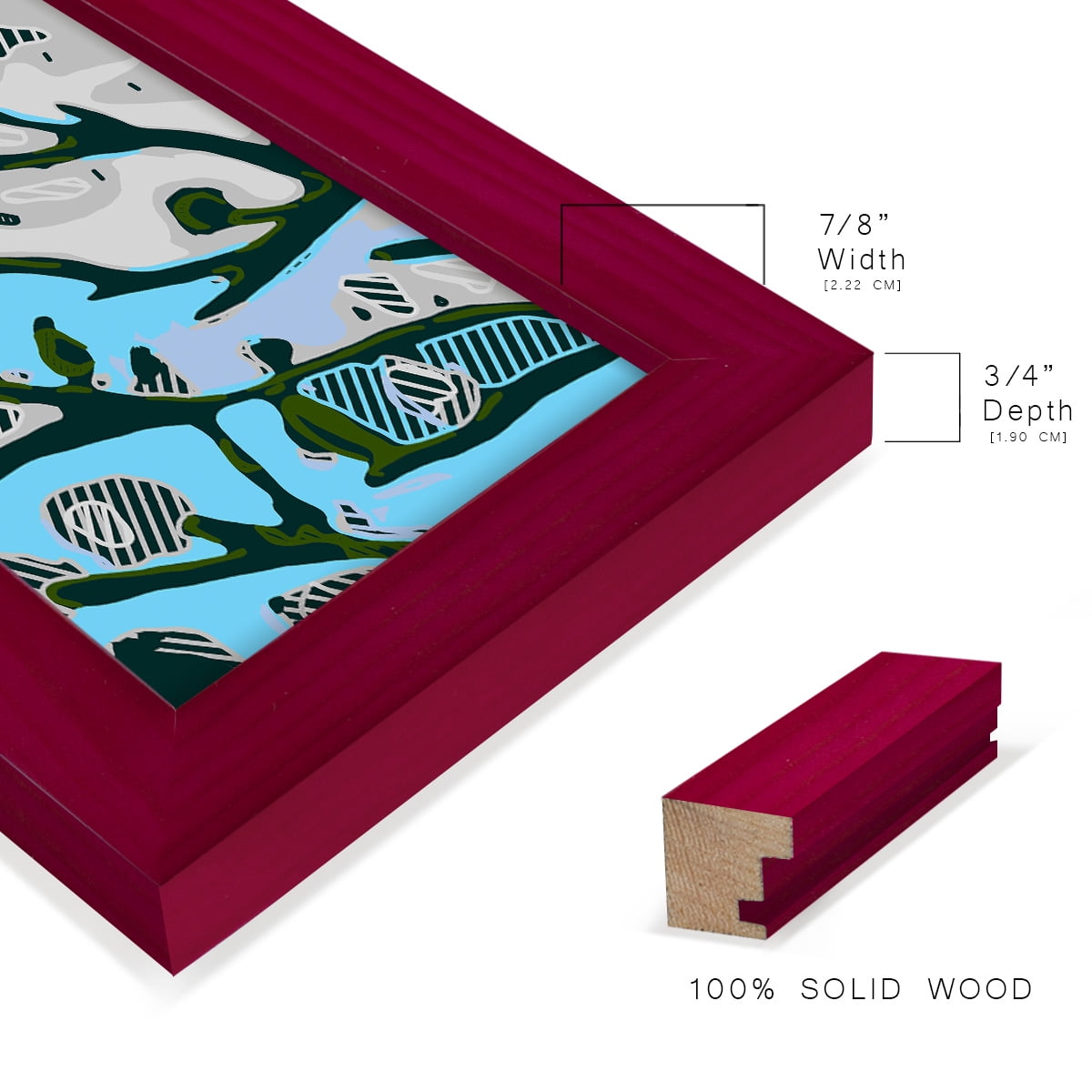 Abstract Tree Limbs I -Framed Print w/glass-Cherry Red