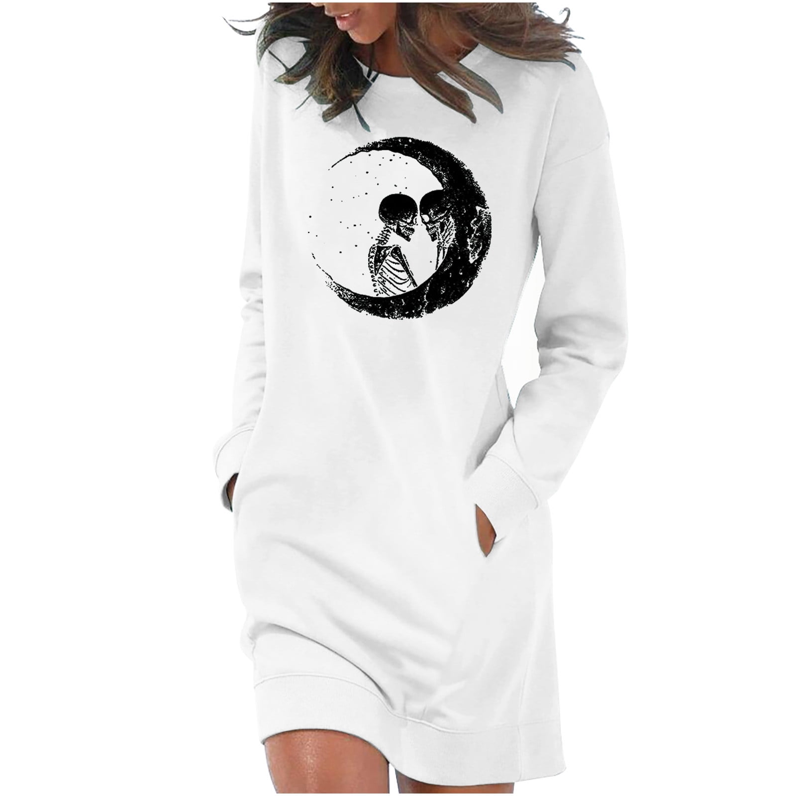 Going Out Dresses For Women,Women's Fashion Casual Comfortable Long Sleeve  Round Neck Halloween Print Dress - Walmart.com