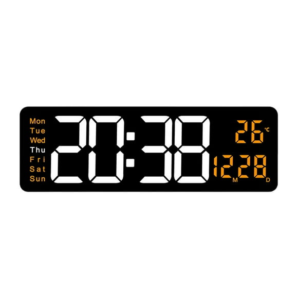 Luzkey Digital Wall Clock Electronic, Colorful Night Light degreeC/ degreeF Switchable, Dst with Temperature Display, LED Alarm Clock for Home Orange